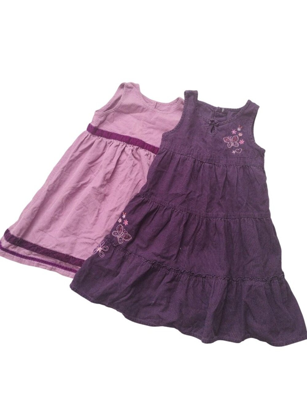 Set of 2 Girls Pinafore Dresses 3-4 Mini Boden Purple Corduroy Cottage Frocks